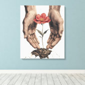 Verzorging van groei - Inspirerend muurkunst Canvas Afdruk (Insitu (Houten vloer))