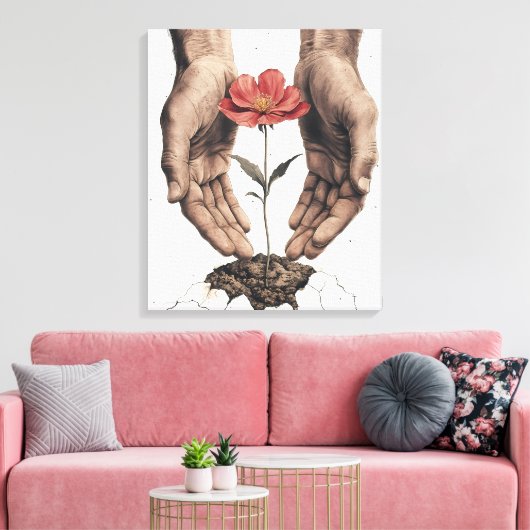 Verzorging van groei - Inspirerend muurkunst Canvas Afdruk (Insitu (Woonkamer))