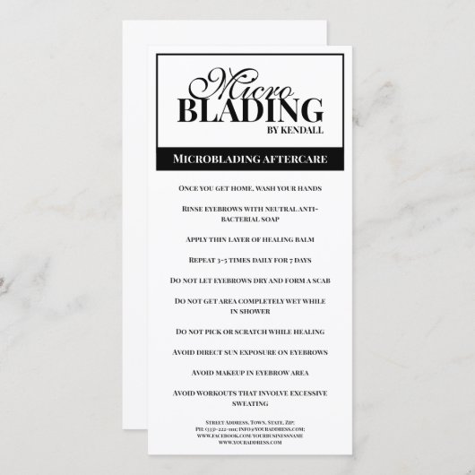 Verzorging Wenkbrauwen Eenvoudig Zwart Wit Instruc Bedankkaart (Voorkant / Achterkant)