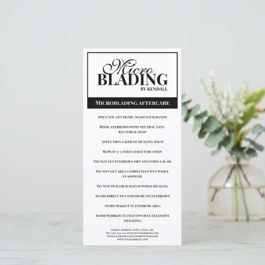 Verzorging Wenkbrauwen Eenvoudig Zwart Wit Instruc Bedankkaart (Staand voorkant)