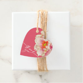 VERZORGINGSETIKET | Exotische Koraal Roze Pioenroo Bedankjes Labels