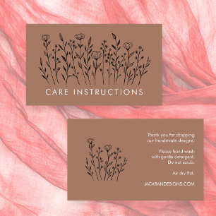 VERZORGINGSINSTRUCTIES Chic Elegant Wildflower Moc Visitekaartje