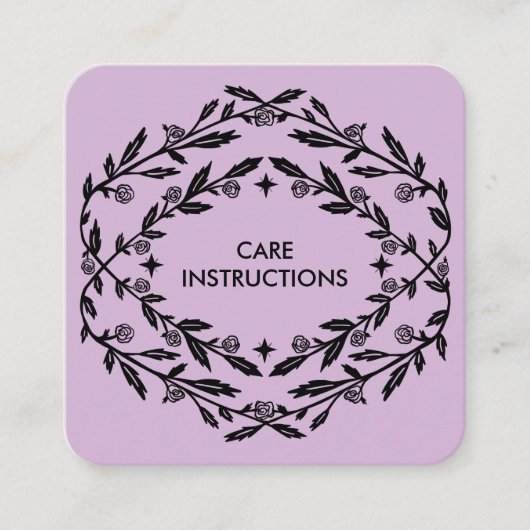 VERZORGINGSINSTRUCTIES Chique Elegant Roos Lijst B Vierkante Visitekaartje (Voorkant)