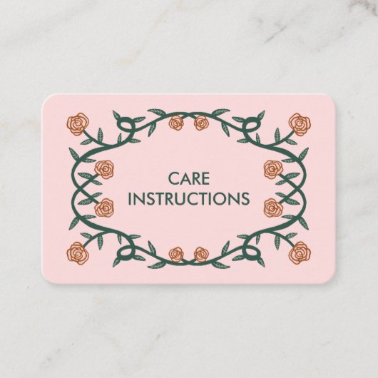 VERZORGINGSINSTRUCTIES Chique Elegant Roos Lijst B Visitekaartje (Voorkant)