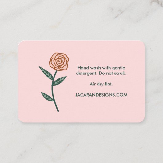 VERZORGINGSINSTRUCTIES Chique Elegant Roos Lijst B Visitekaartje (Achterkant)