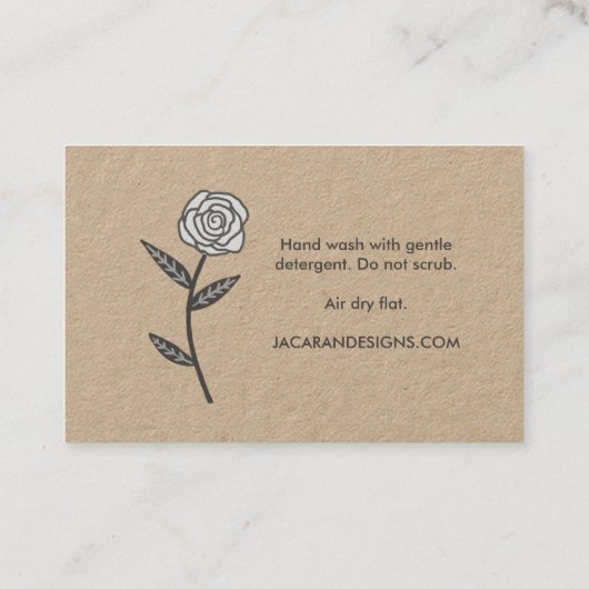 VERZORGINGSINSTRUCTIES Chique Elegant Roos Lijst B Visitekaartje (Achterkant)