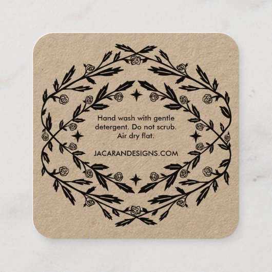 VERZORGINGSINSTRUCTIES Chique Elegant Roos Lijst K Vierkante Visitekaartje (Achterkant)