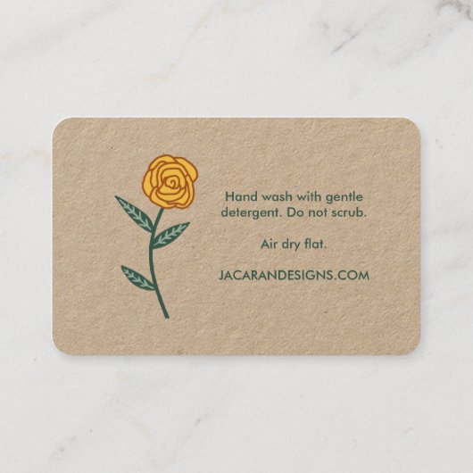 VERZORGINGSINSTRUCTIES Chique Elegant Roos Lijst K Visitekaartje (Achterkant)