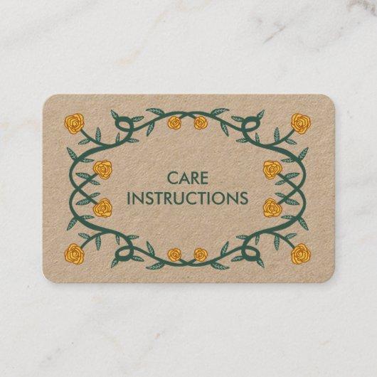 VERZORGINGSINSTRUCTIES Chique Elegant Roos Lijst K Visitekaartje (Voorkant)