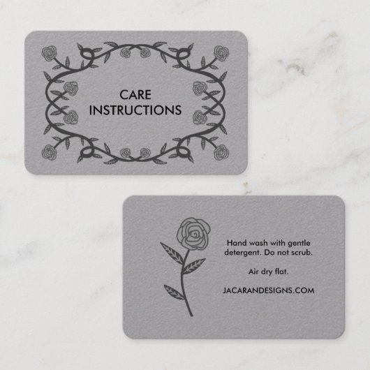 VERZORGINGSINSTRUCTIES Chique Elegant Roos Lijst L Visitekaartje (Voorkant / Achterkant)