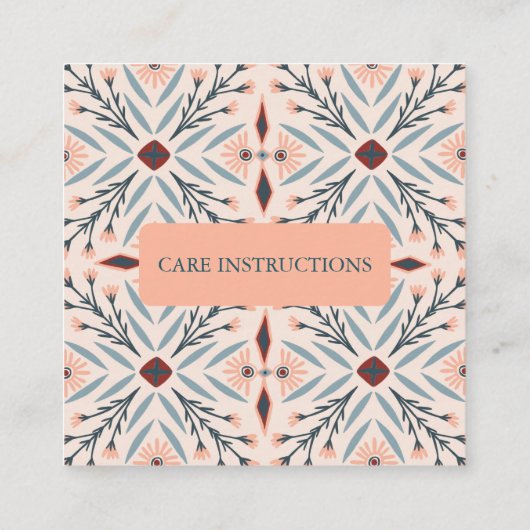 VERZORGINGSINSTRUCTIES Elegante Bloemen Tegels Geo Vierkante Visitekaartje (Achterkant)