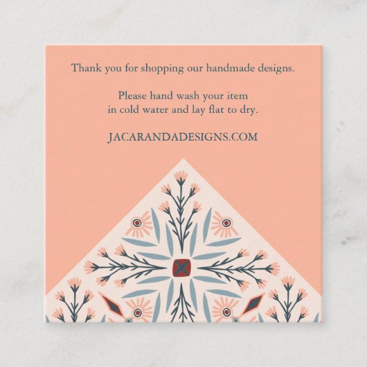 VERZORGINGSINSTRUCTIES Elegante Bloemen Tegels Geo Vierkante Visitekaartje (Voorkant)