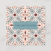 VERZORGINGSINSTRUCTIES Elegante Bloemen Tegels Geo Vierkante Visitekaartje (Achterkant)