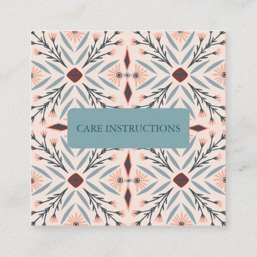 VERZORGINGSINSTRUCTIES Elegante Bloemen Tegels Geo Vierkante Visitekaartje (Achterkant)