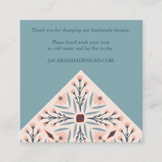 VERZORGINGSINSTRUCTIES Elegante Bloemen Tegels Geo Vierkante Visitekaartje (Voorkant)