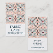 Verzorgingsinstructies Elegante Bloemen Tegels Roz Visitekaartje (Voorkant / Achterkant)