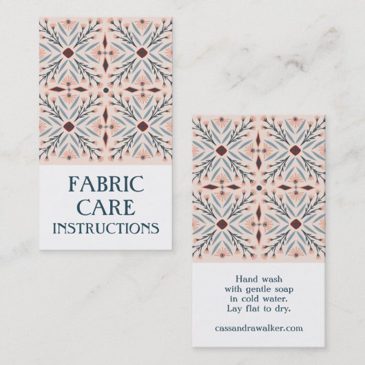 Verzorgingsinstructies Elegante Bloemen Tegels Roz Visitekaartje