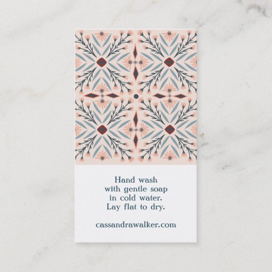 Verzorgingsinstructies Elegante Bloemen Tegels Roz Visitekaartje (Achterkant)