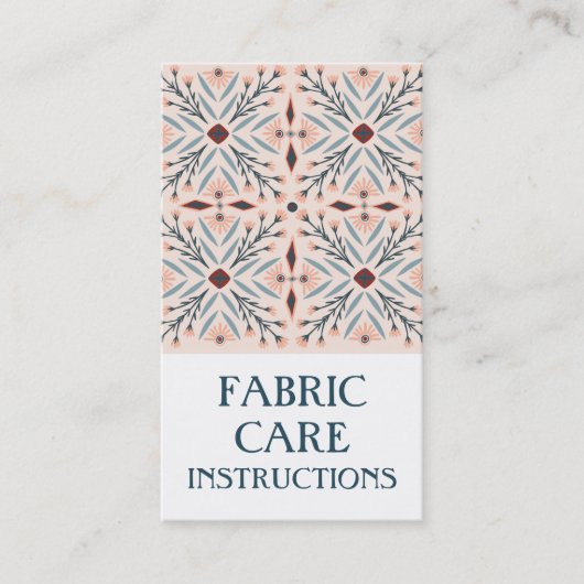 Verzorgingsinstructies Elegante Bloemen Tegels Roz Visitekaartje (Voorkant)