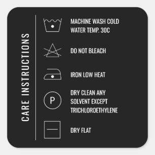 Verzorgingsinstructies Kleding Product Vierkante S Sticker