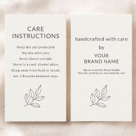 Verzorgingsinstructies Neutraal Botanisch Klein Visitekaartje