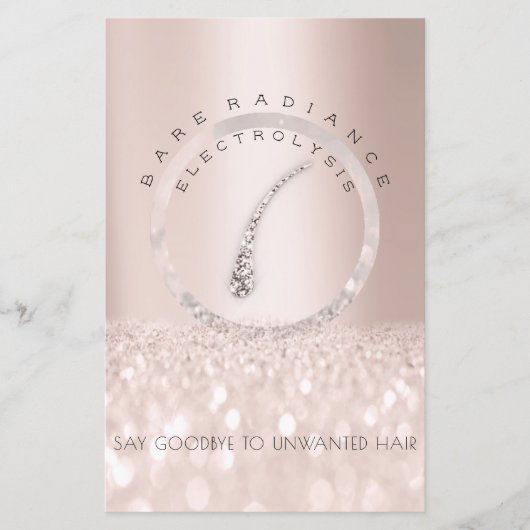 Verzorgingsinstructies Roze Glitter Electrolyse1 Flyer (Voorkant)