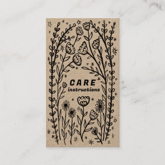 VERZORGINGSINSTRUCTIES Schattige Elegant Wildflowe Visitekaartje (Voorkant)