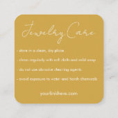 Verzorgingsinstructies Sunshine Boho Line Art Gold Vierkante Visitekaartje (Achterkant)