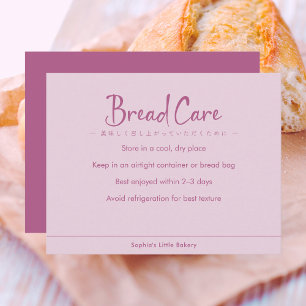 Verzorgingsinstructies voor brood Stof Roze Typogr Bedankkaart