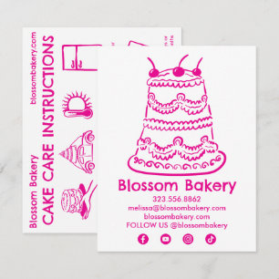 Verzorgingsinstructies voor cake Bakkerij Bruiloft Bedankkaart