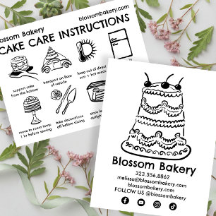 Verzorgingsinstructies voor cake Bakkerij Bruiloft Bedankkaart