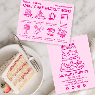 Verzorgingsinstructies voor cake Bakkerij Bruiloft Bedankkaart