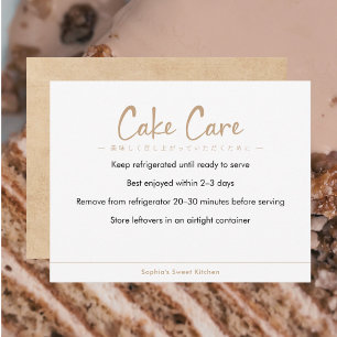 Verzorgingsinstructies voor cake Kraft Eenvoudige  Bedankkaart