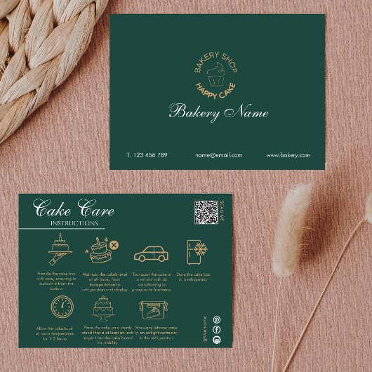 Verzorgingsinstructies voor cake QR-code Voeg uw l Notitiekaartje