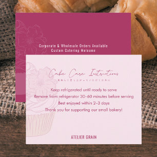 Verzorgingsinstructies voor Elegante Roze Cupcake Bedankkaart