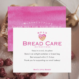 Verzorgingsinstructies voor Mooie Roze Hart Wafelh Bedankkaart