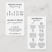Verzorgingsinstructies voor oor piercing visitekaartje (Voorkant / Achterkant)