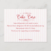 Verzorgingsinstructies voor roze gestreepte cake bedankkaart (Voorkant)
