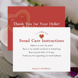 Verzorgingsinstructies voor Rustic Red Heart Brood Bedankkaart