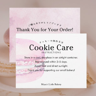 Verzorgingsinstructies voor Rustic Roze Macaron Ko Bedankkaart