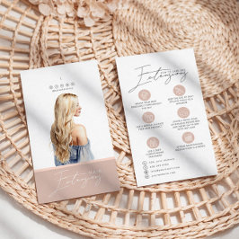 Verzorgingskaart voor blond haarverlengingen visitekaartje