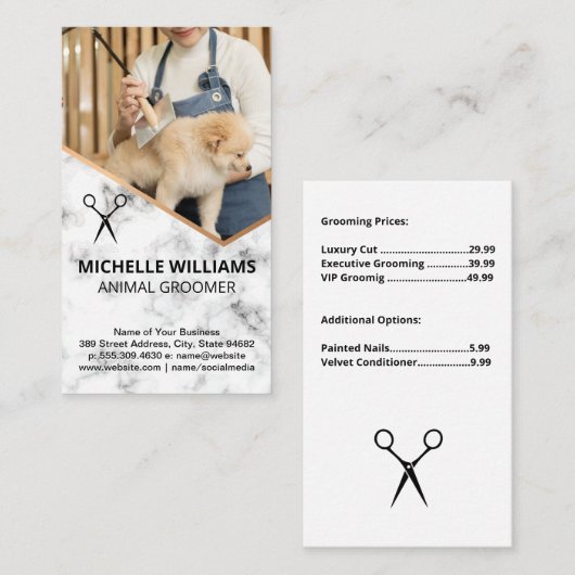 Verzorgingsproducten om Hond te Scheren Visitekaartje (Voorkant / Achterkant)
