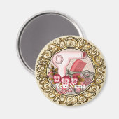 Verzorgster Fancy Roze Viooltje Magneet (Voorkant / Achterkant)