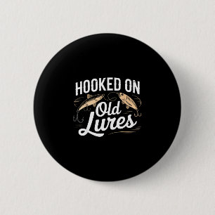 Verzot op oude lokkertjes grappige visser opa ronde button 5,7 cm