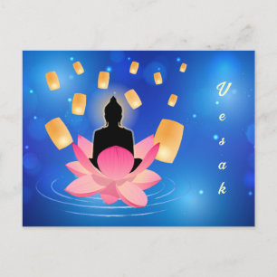 Vesak dag Boeddha op Lotus lantaarn Vaisakha Briefkaart