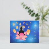Vesak Dag Boeddha op Lotus Lantaarn Vaisakha Briefkaart (Staand voorkant)