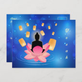 Vesak Dag Boeddha op Lotus Lantaarn Vaisakha Briefkaart (Voorkant / Achterkant)