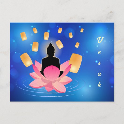 Vesak Dag Boeddha op Lotus Lantaarn Vaisakha Briefkaart (Voorkant)