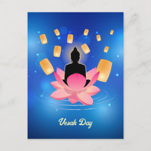 Vesak Dag Boeddha op Lotus Lantaarn Vaisakha Briefkaart
