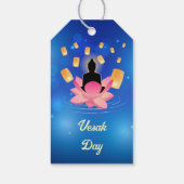 Vesak dag Boeddha op Lotus lantaarn Vaisakha Cadeaulabel (Achterkant)
